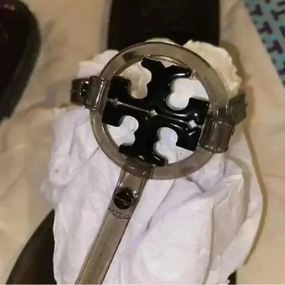 Mini Jelly Miller Tory Burch Smoke Grey 8 Authentic - Picture 4 of 9